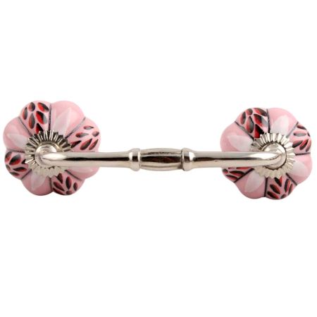 Red and Black Leaf Ceramic Bridge Handle